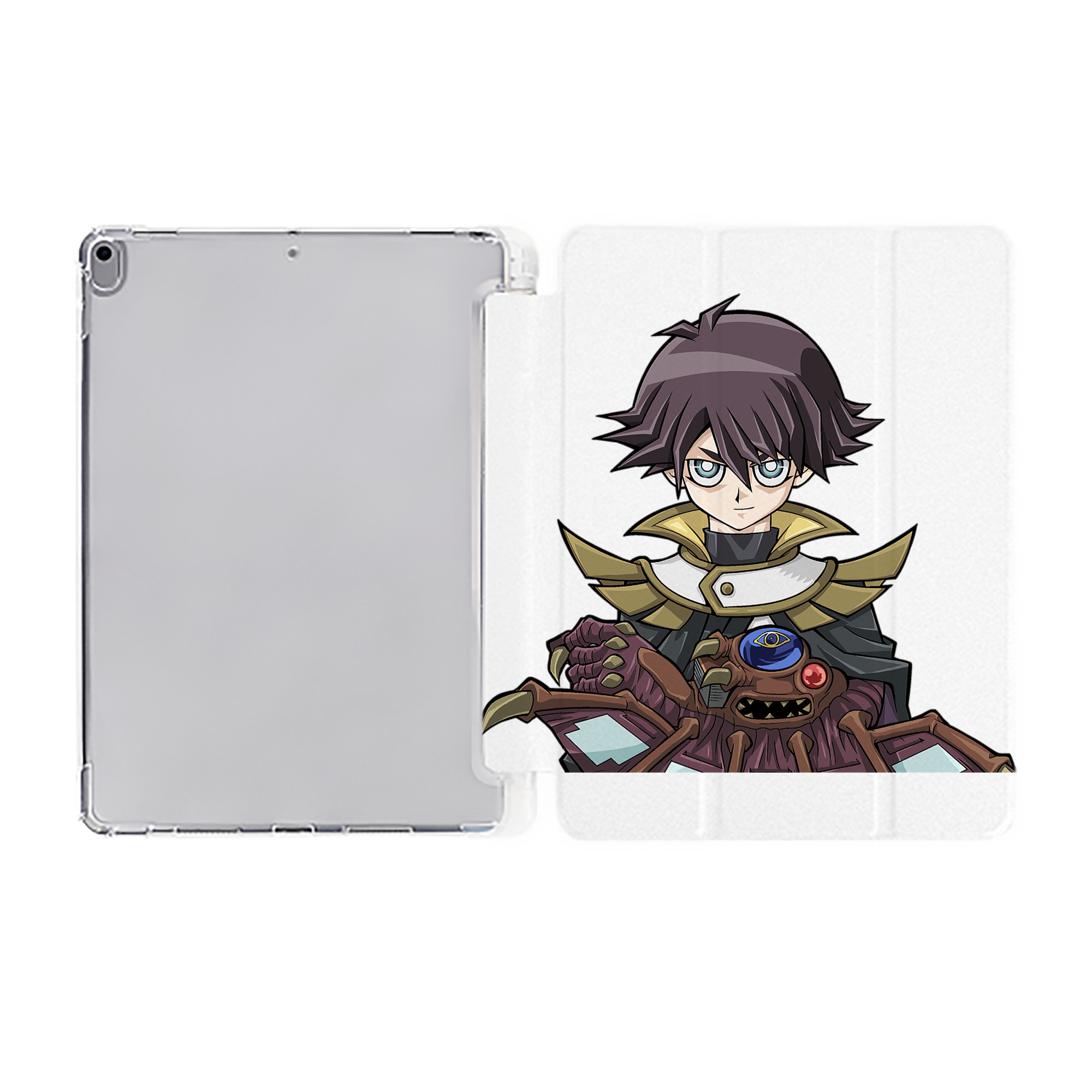 （画像用） 遊☆戯☆王 Yu-Gi-Oh! IPad ケース ペン収納付き 三つ折りスタンド PUレザー×シリコン 対応機種9.5/10.5/10.9インチ
